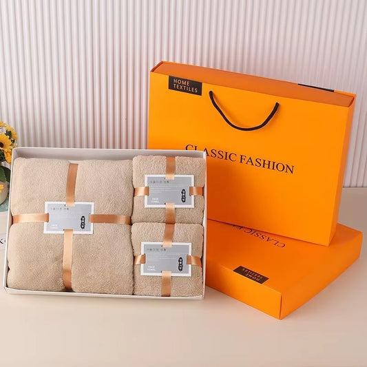 Ensemble de serviettes de bain en microfibre velours corail 3 pièces